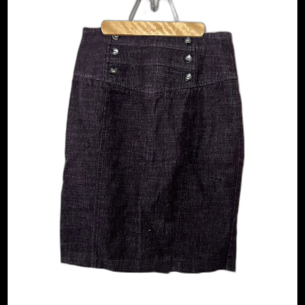 IZ Byer Women's Dark Brown Pencil Skirt Size 5 Button Accents Back Zip